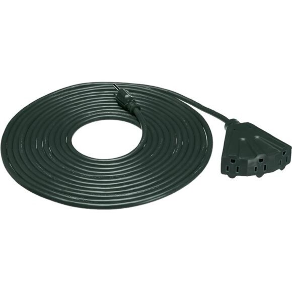 25-Foot 3-Prong Vinyl Indoor/Outdoor Extension Cord with 3 Outlets